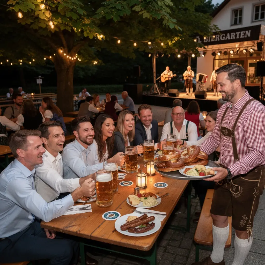 Ein gemütliches Café in einer kleinen bayerischen Stadt mit einladenden Terrassen.